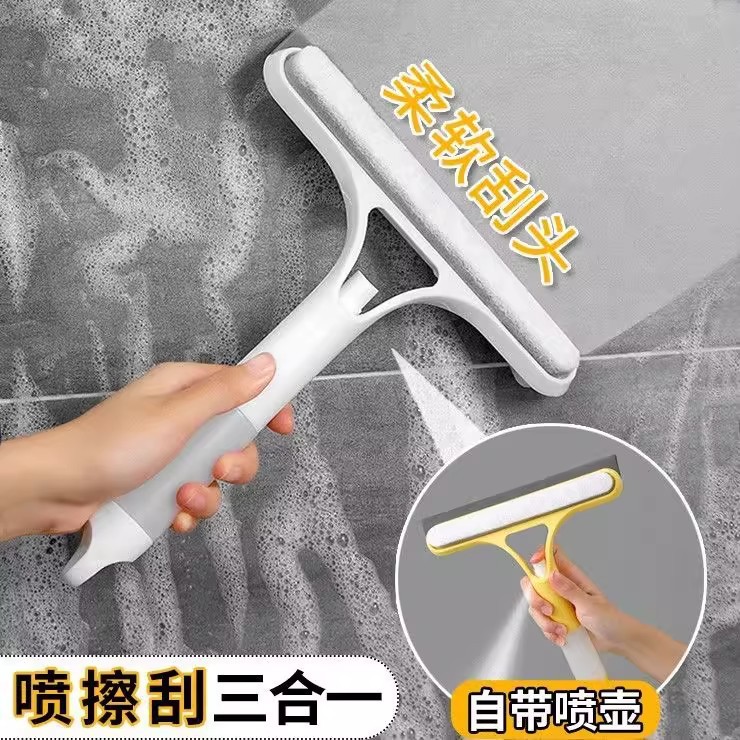 Многофункциональный инструмент для мытья стекол, двусторонняя щетка и скребок с распылителем, три в одном