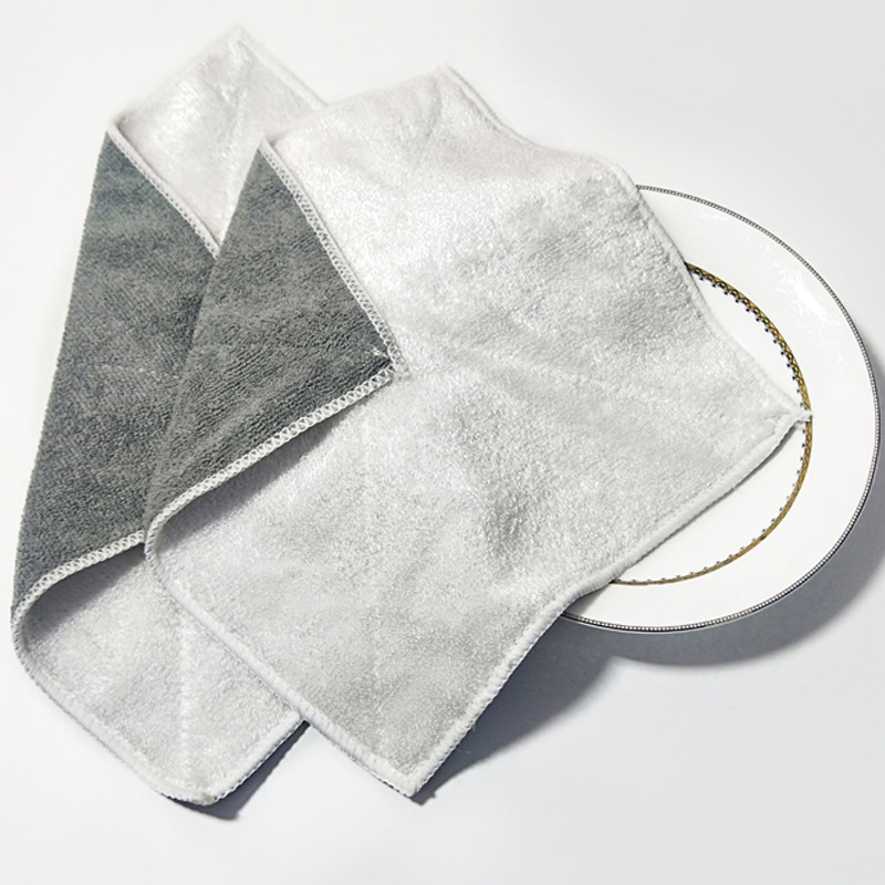Microfiber Double-sided Thickened Bamboo Fiber Household Scaulker Rag Kitchen Dish Towel Absorbent Cleaning Supplies