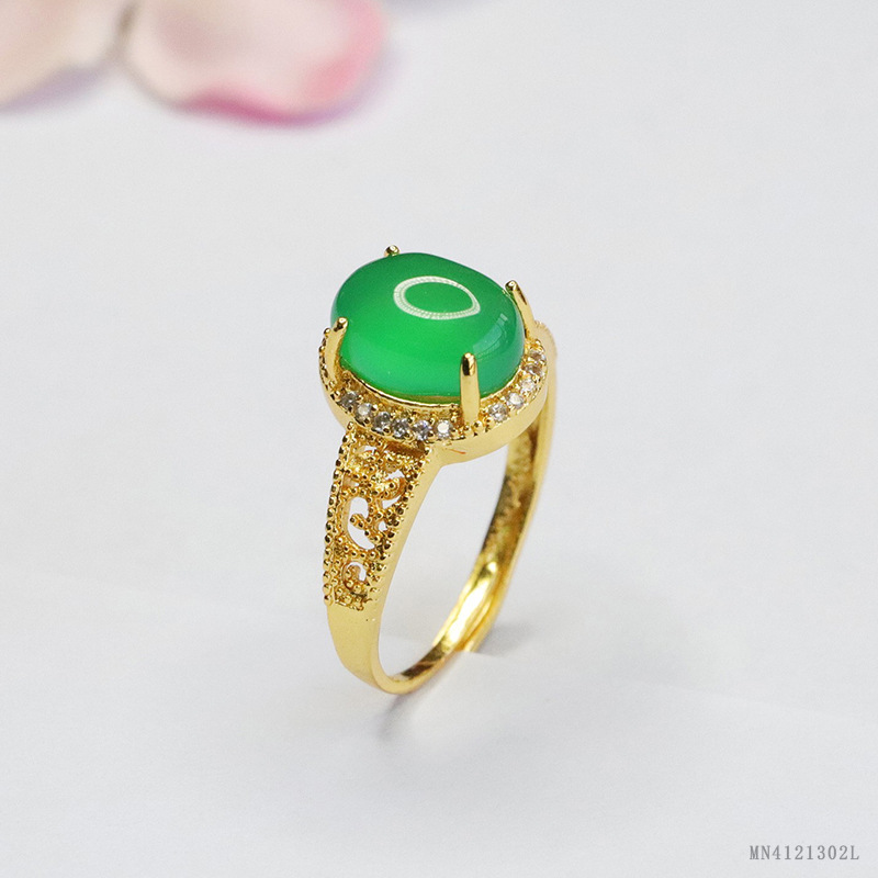 As Yu natural agate ring ice king green chalcedony finger ring palace wind jewelry wholesale MN4121302L