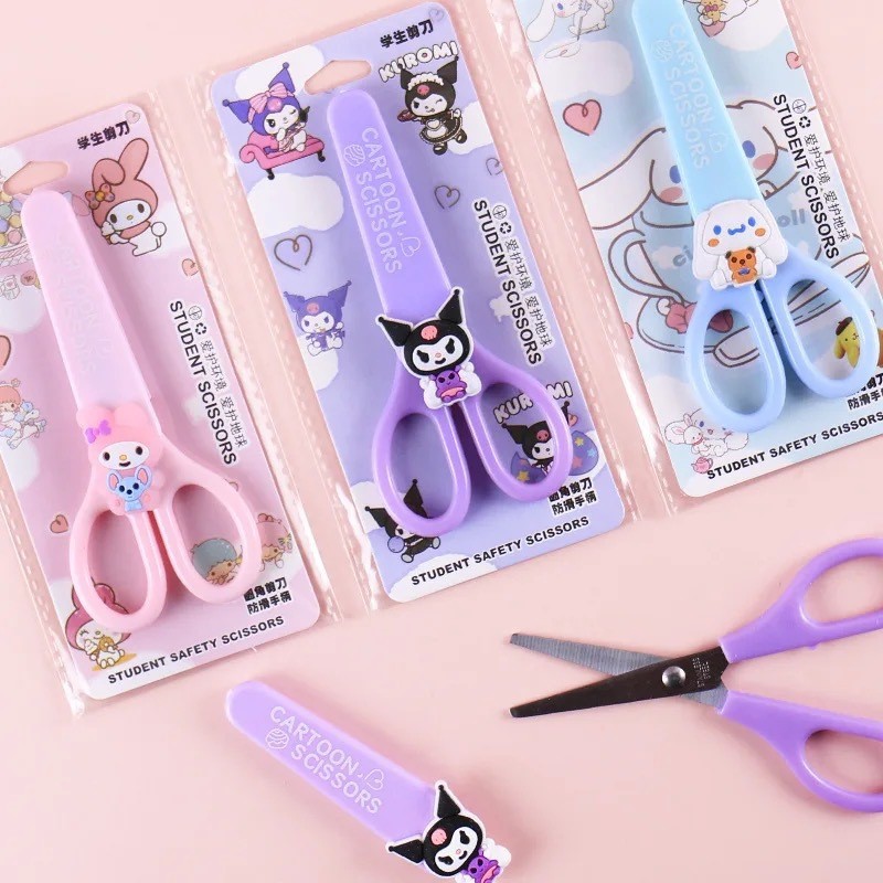 Cartoon Sanrio Shaped Scissors Children's Safety Scissors DIY Handmade Scissors Student Silicone Stainless Steel Scissors