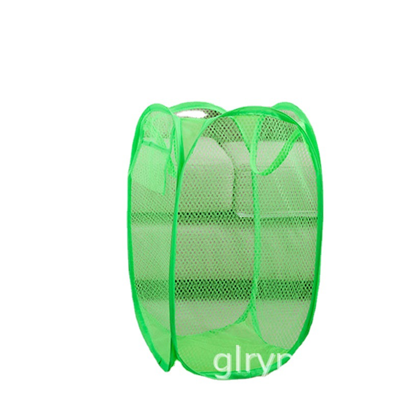 Factory Direct New Foldable Mesh Laundry Basket Solid Color Breathable Place Dirty Basket Toy Sundries Storage Basket