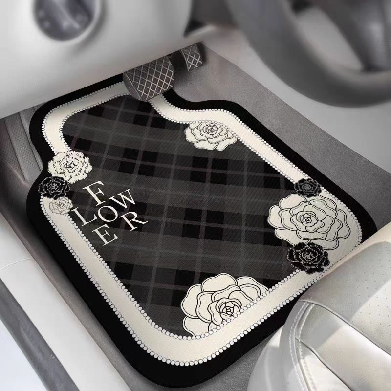 European and American car mat ring velvet universal car mat black and white light luxury non-slip wear-resistant car carpet mat