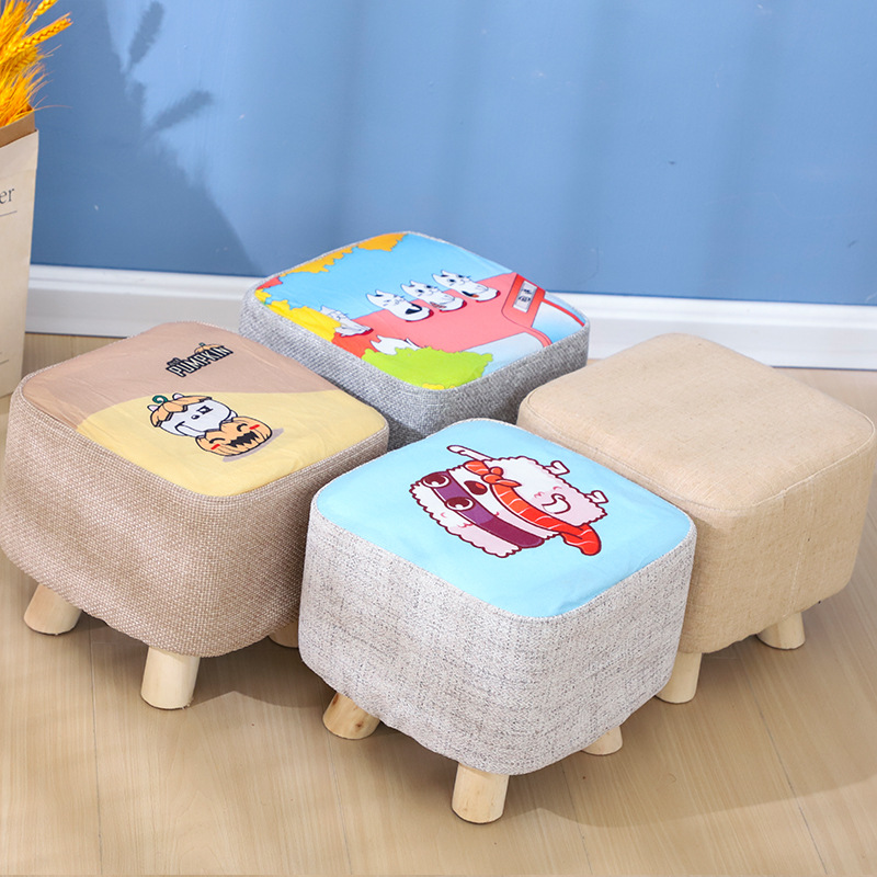 Manufacturer Wholesale Small Stools, Solid Wood Fabric Stools, Household Shoe-Changing Stools, Low Stools, Promotional Gift Stools, Fabric Sofa Stools