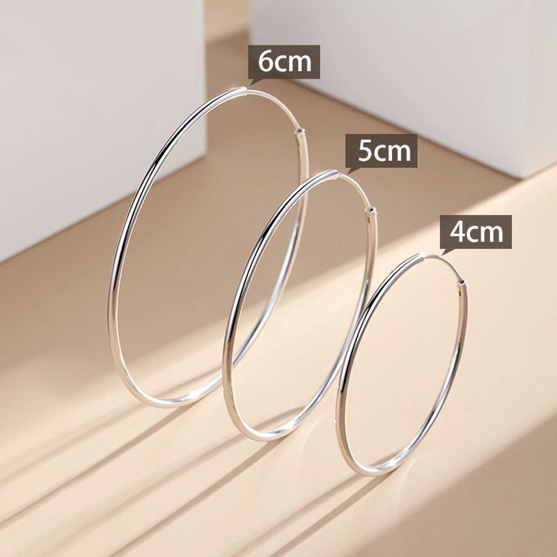 Популярные серьги с большим кольцом из серебра S925, круглые серьги для женщин