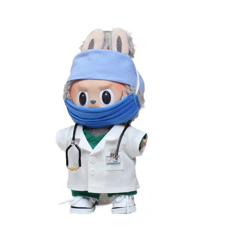 Only Doll Clothes】First/Third Generation Labubu Universal Doll Clothes Vinyl Doll Clothes Doctor Nurse Heartbeat Macaron