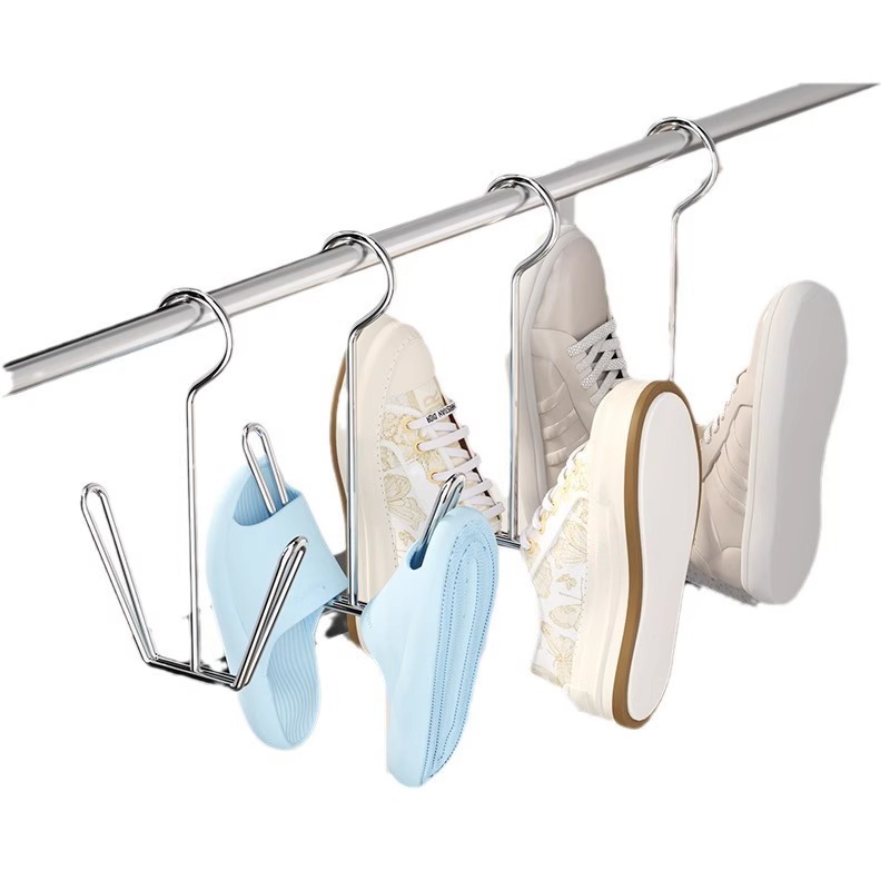 Stainless steel U-shaped shoe drying rack for drying shoes outdoor household multifunctional simple windproof hanging slippers hook artifact