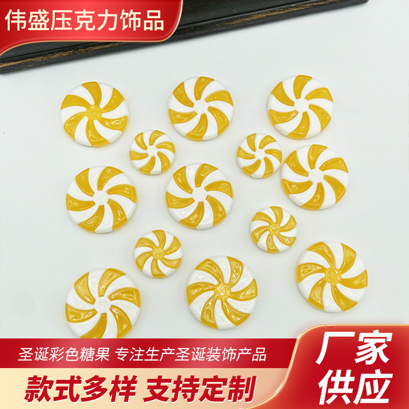 Cross-Border New Product Christmas Candy Color Injection Molded Lollipop Two-Color Colorful Candy Windmill Candy Accessories Wholesale Parts