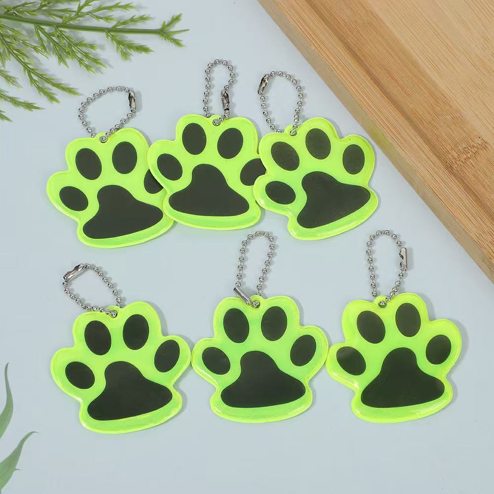 Двусторонняя отражающая подвеска в виде собачьей лапы PVC брелок для безопасности