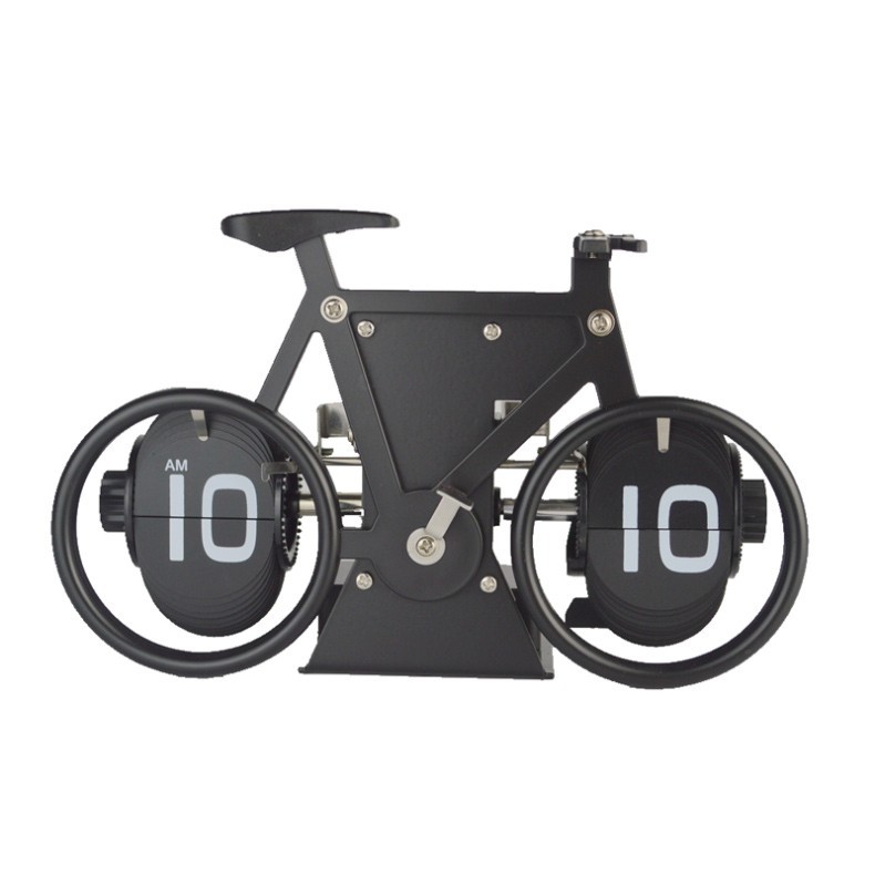 German automatic flip clock retro living room decoration bicycle flip mechanical clock alarm clock personalized desk clock