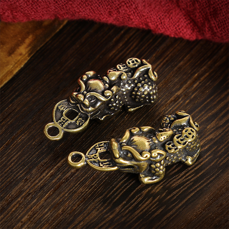 Латунный Пиксиу подвеска маленького размера унисекс удачи безопасный брелок подвеска украшения ювелирная фабрика в наличии