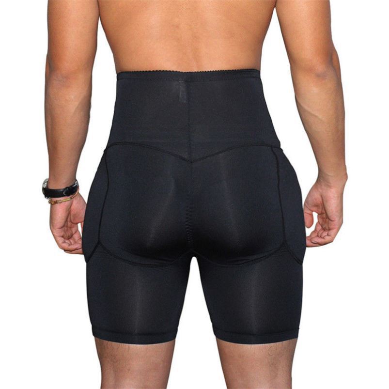 Men Boxers Underwear Black Padded Butt Enhancer Booty Boost