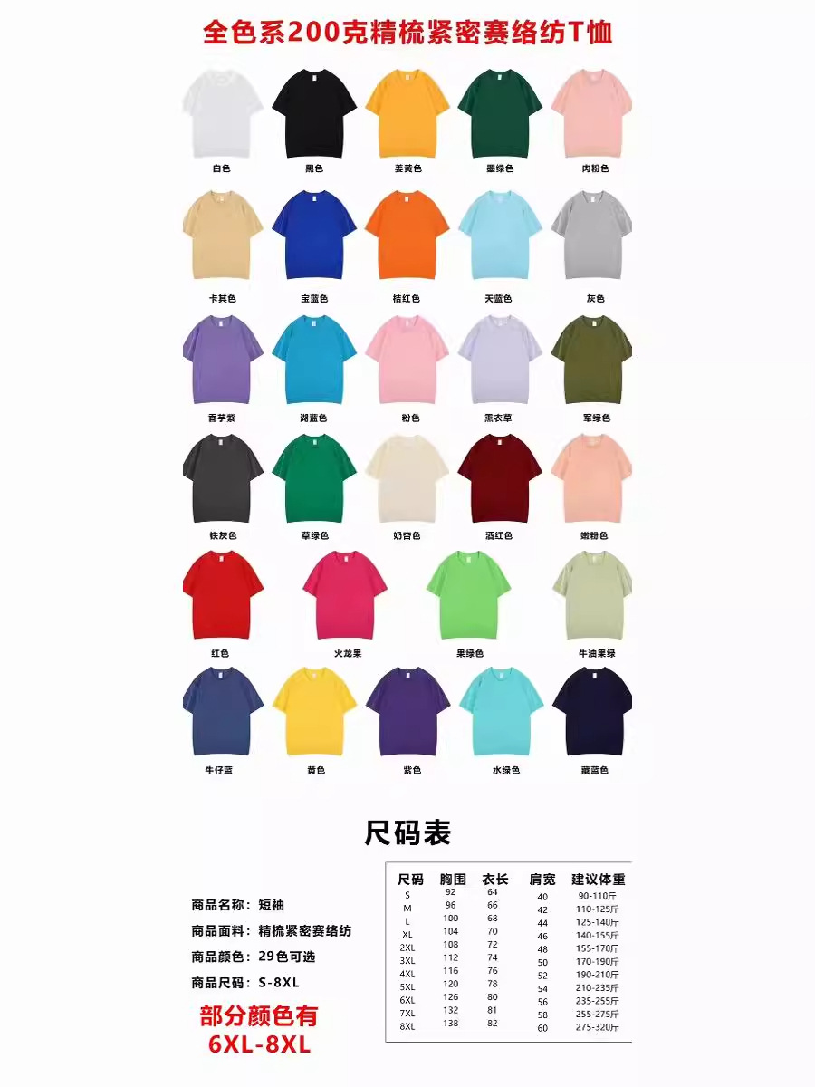 Cross-border American Big European Size Pure Cotton T-shirt Customized Men's and Women's Round Neck Loose Solid Color T Short Sleeve Printed Advertising T-shirt