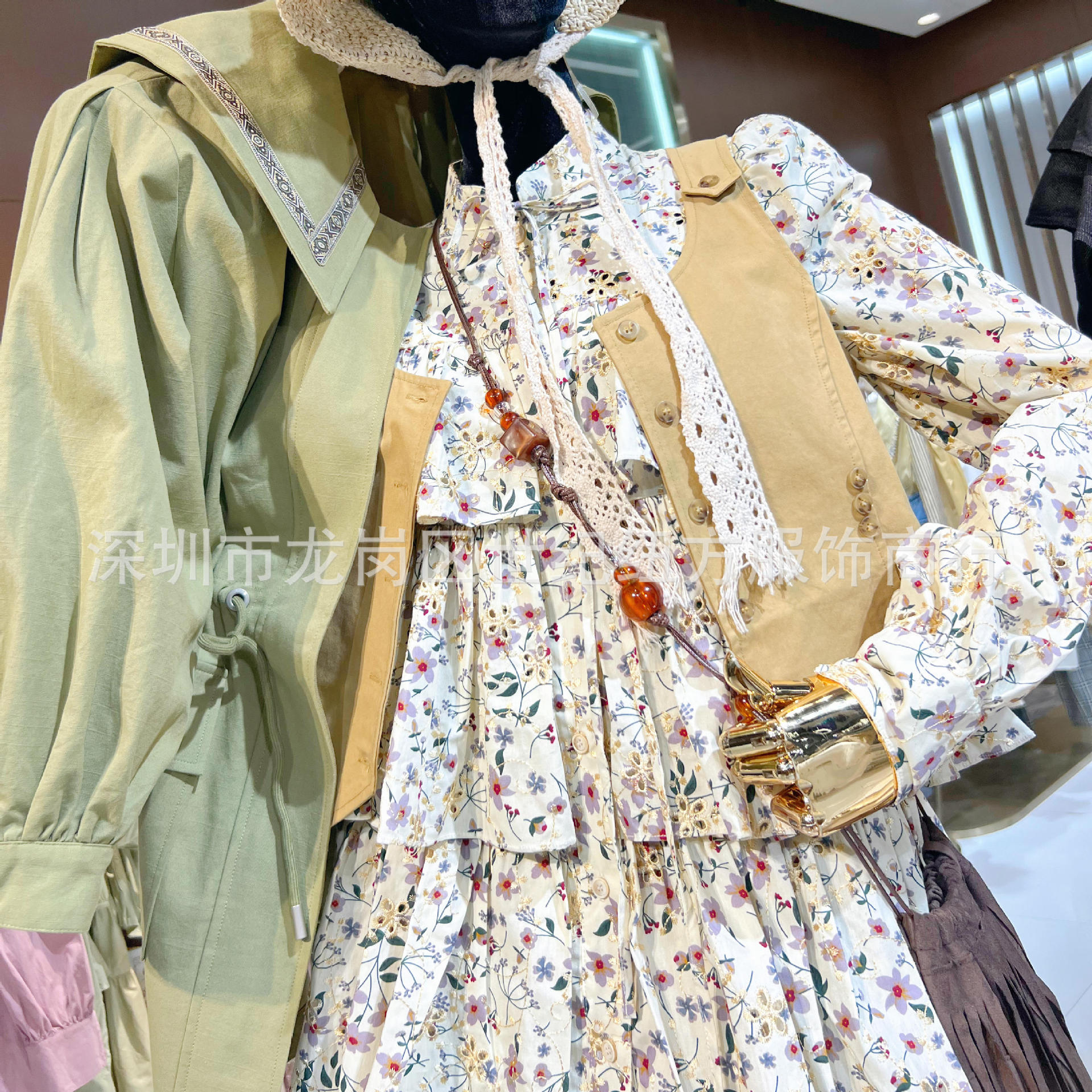 Wancaoyi Clearance Women's Designer Mid-High End Autumn Clothing Artistic Retro Style Brand Discount Live Broadcast Physical Stock