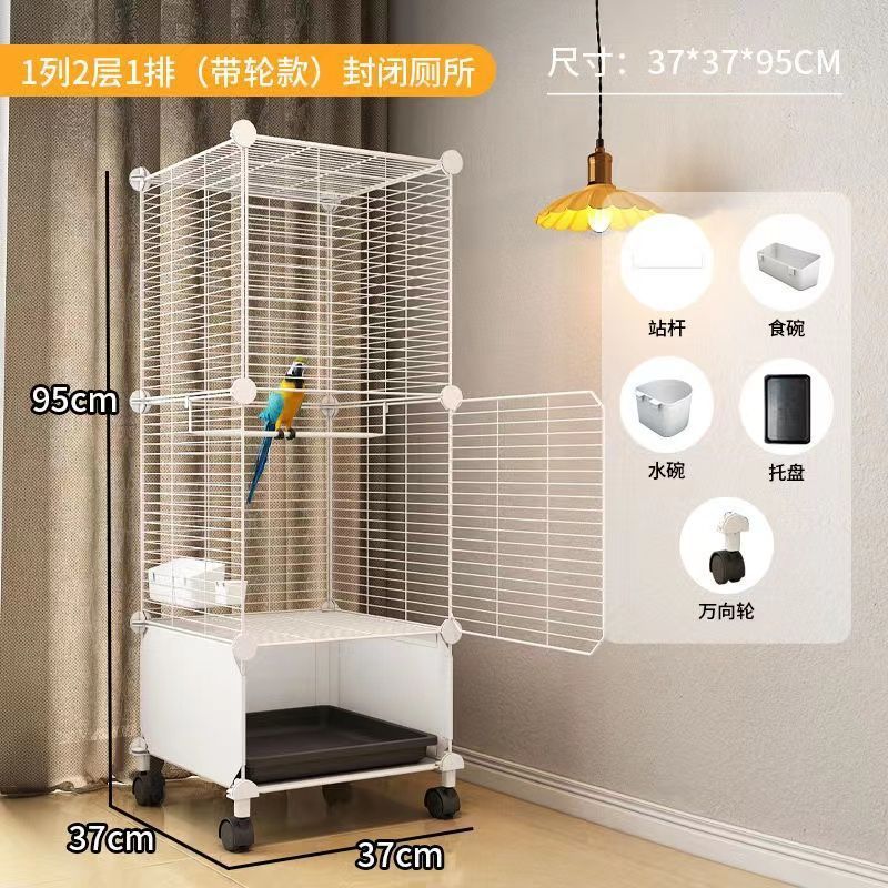 Tiger skin Parrot bird cage embroidered peony luxury large villa small size bird cage metal roof shape viewing cage