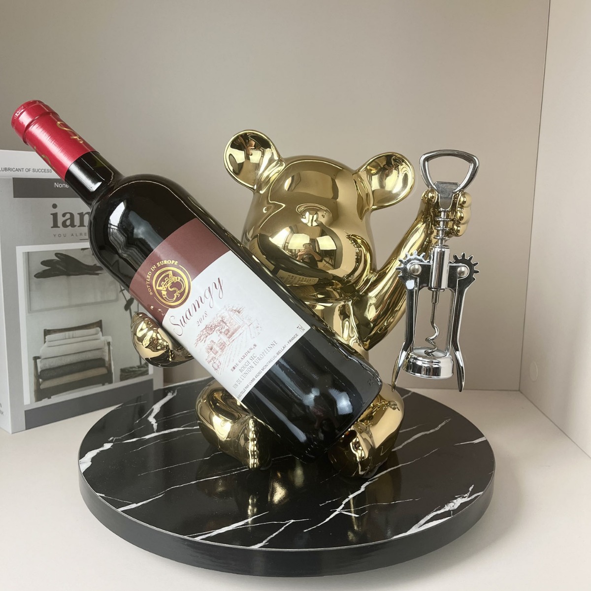 Оптовая продажа легких роскошных высококлассных винных подставок, керамические украшения медведя, подарки на новоселье, декор для ТВ и винного шкафа