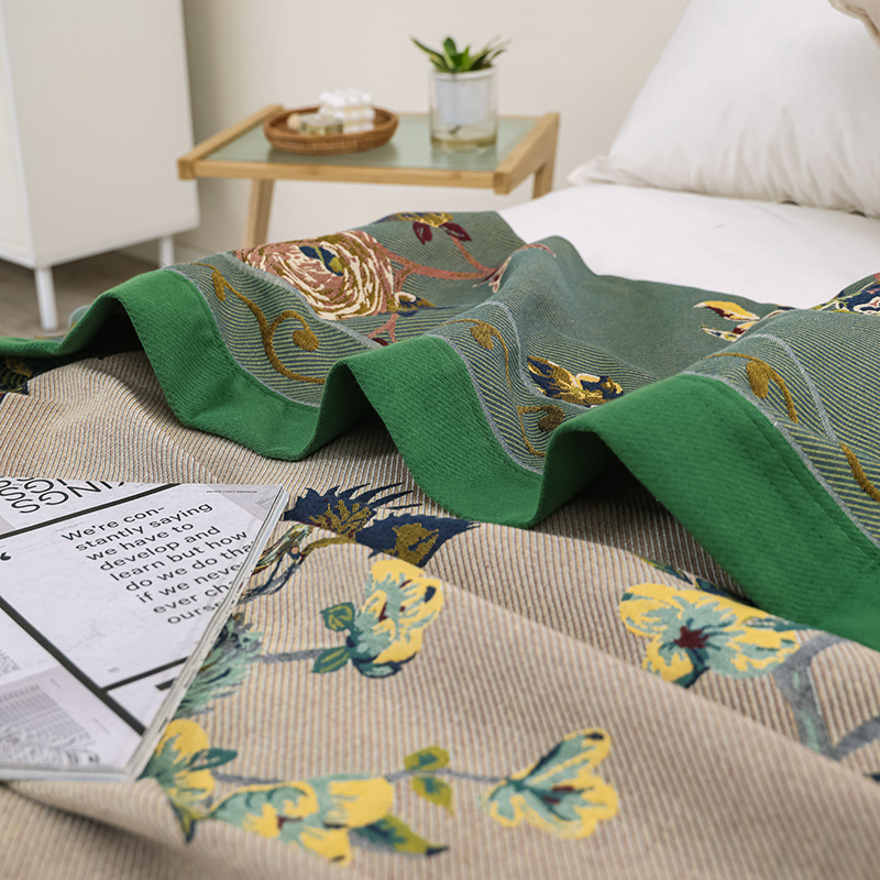 Gauze Blanket Towel Quilt Pure Cotton Casual Blanket Nap Blanket Air Conditioning Pure Cotton Advanced Four Seasons Three-piece Sofa Blanket