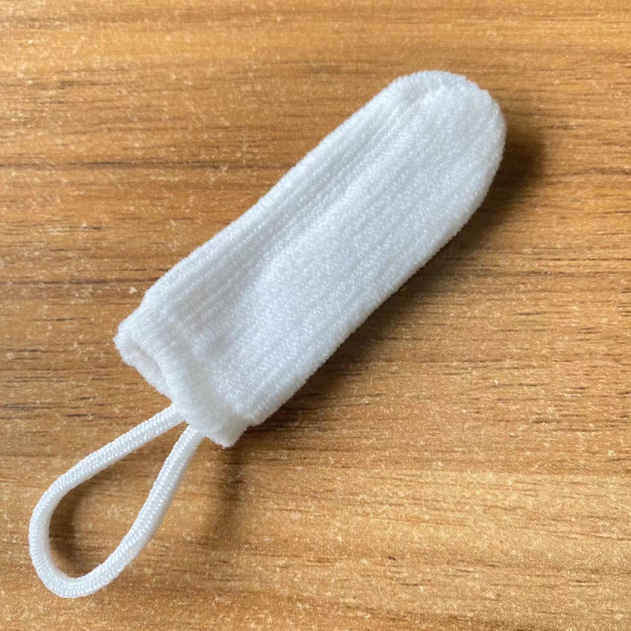 Pet Tooth Cleansing Finger Brush Nylon Knitted Finger Brush Cats and Dogs Oral Cavity Cleansing Finger with Lanyard White Pet Supplies