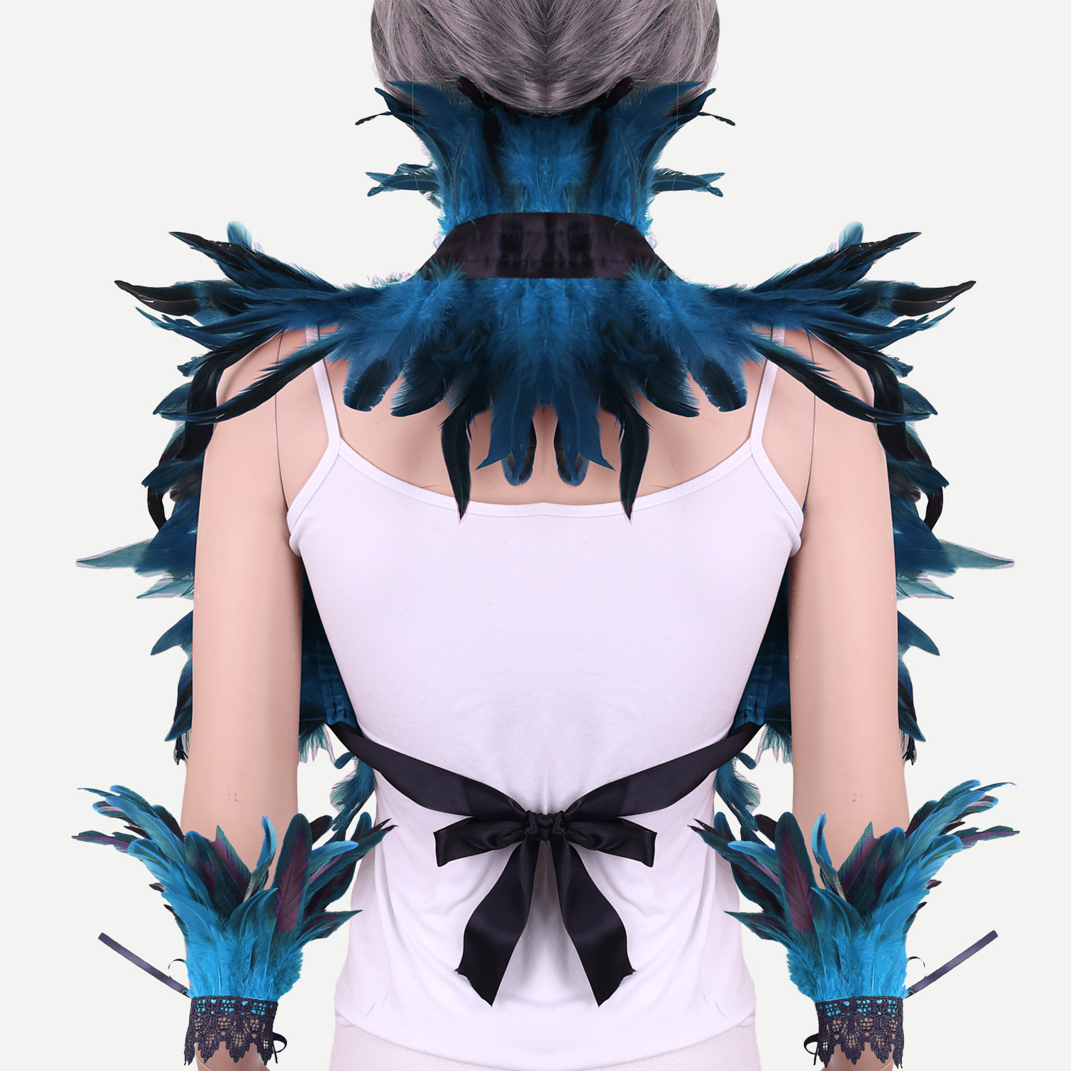 Halloween Feather Shawl Bracelet suit Feather Shawl Punk Feather Party Holiday Dress Up Amazon Hot Sale