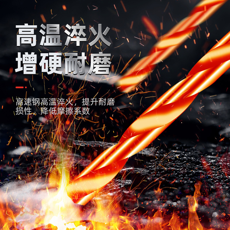 Household 19-Piece Set Hss High-Speed Steel Twist Drill Plastic Box Set Straight Handle Extended High Hardness Cobalt-Containing Twist Drill