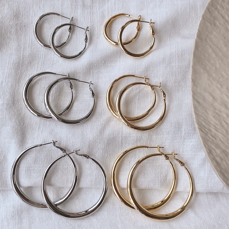 Классические простые толстые большие серьги в стиле праздника ретро для commuting