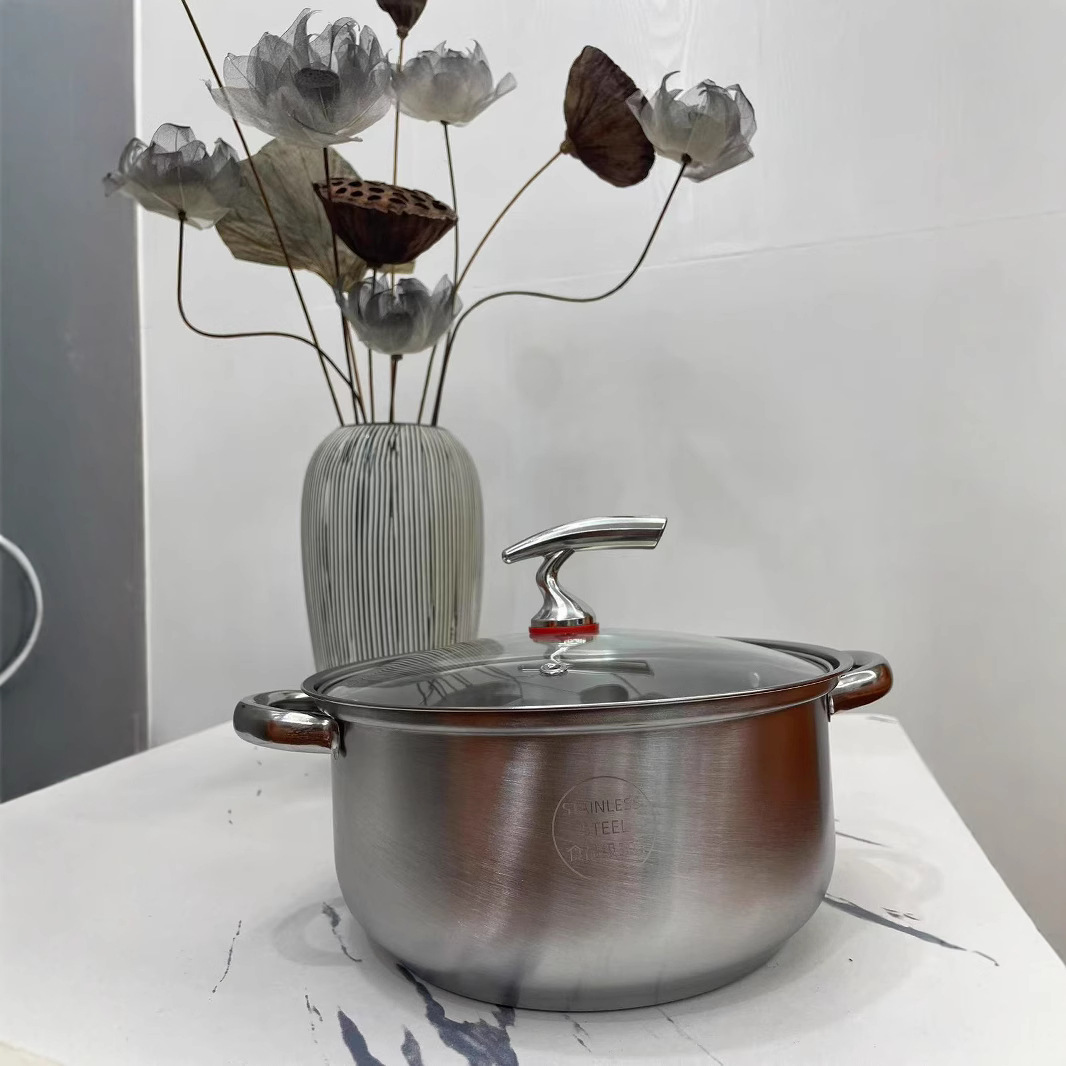 24cm Internet Celebrating Double Layer Steamer Household Soup Pot Large Capacity Stew Pot Stainless Steel Thickened Soup Steamer