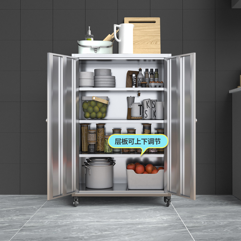 304 Stainless Steel Kitchen Mesh Door Cupboard Sideboard Home Kitchen Cabinet Restaurant Storage Cabinet Pot Storage Cabinet