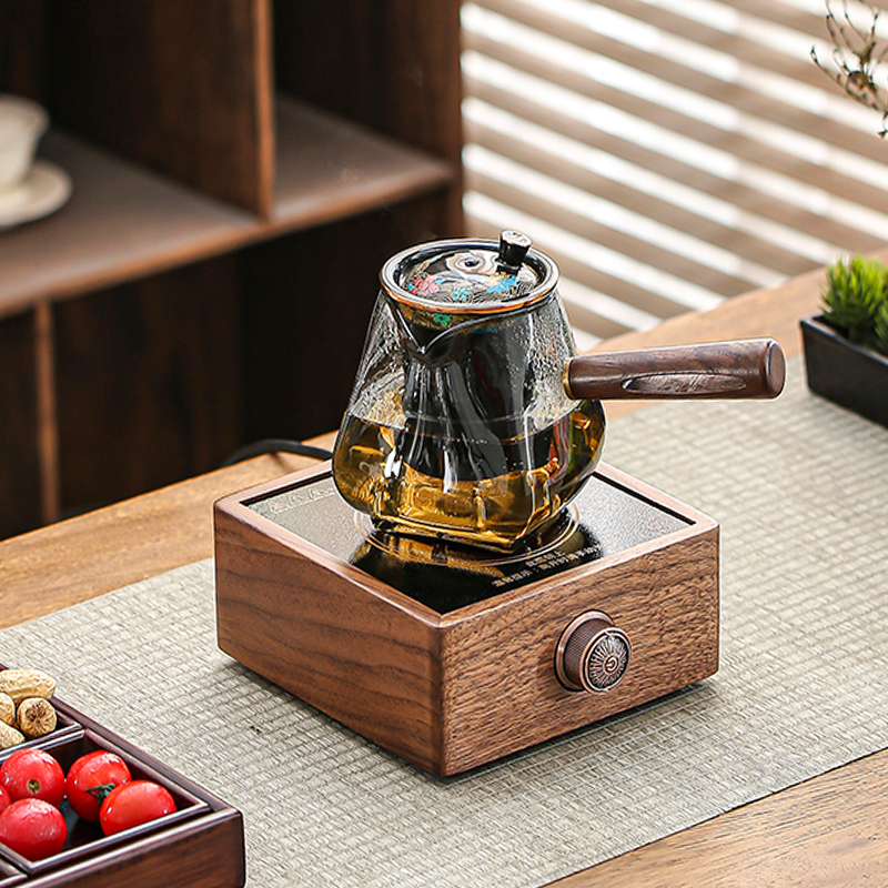 Dx7L Walnut Electric Ceramic Stove Household Indoor Thickeneded Glass High Temperature Resistant Teapot Tea Water Separation Teapot