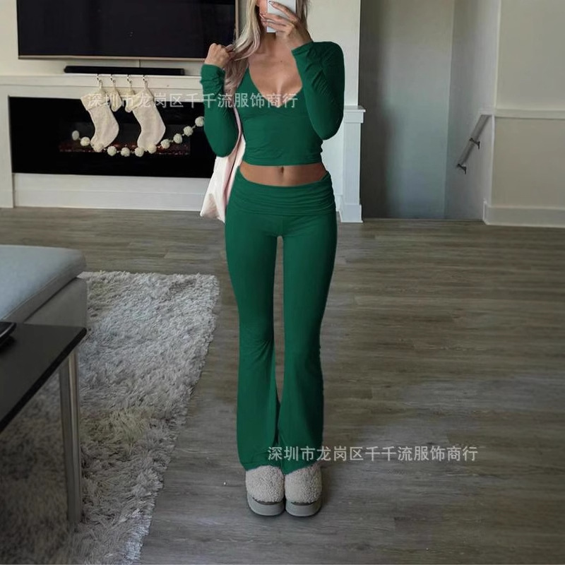 2024 кросс-бордовая европейская и американская женская одежда Amazon спортивный комплект с длинными рукавами