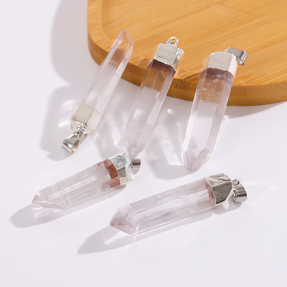 Натуральный камень белая кристаллическая шестиугольная колонна подвеска асимметричное кристаллическое необработанное каменное ожерелье DIY ювелирные изделия кристаллическая колонна подвеска