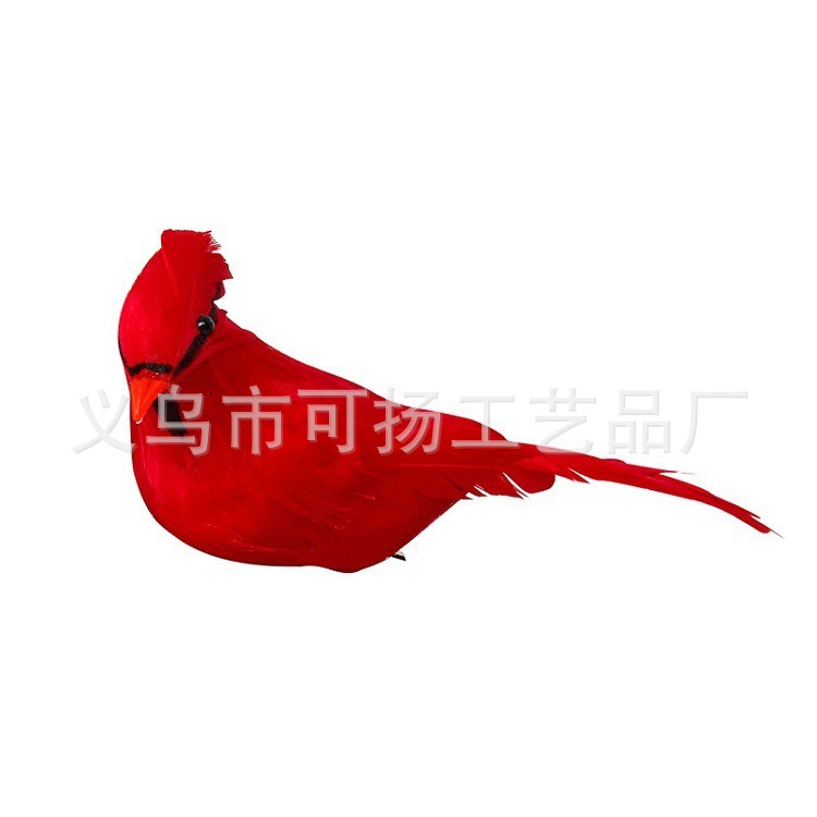 Cross-Border Supply Gardening Artificial Bird Christmas Decoration Red Bird Feather Bird Decoration Artificial Bird Fake Bird Handmade Bird