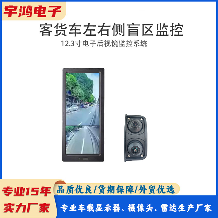 12.3-дюймовое электронное зеркало заднего вида для легковых автомобилей и грузовиков, мониторинг слепых зон, высокое разрешение, бинокулярное, вид слева и справа