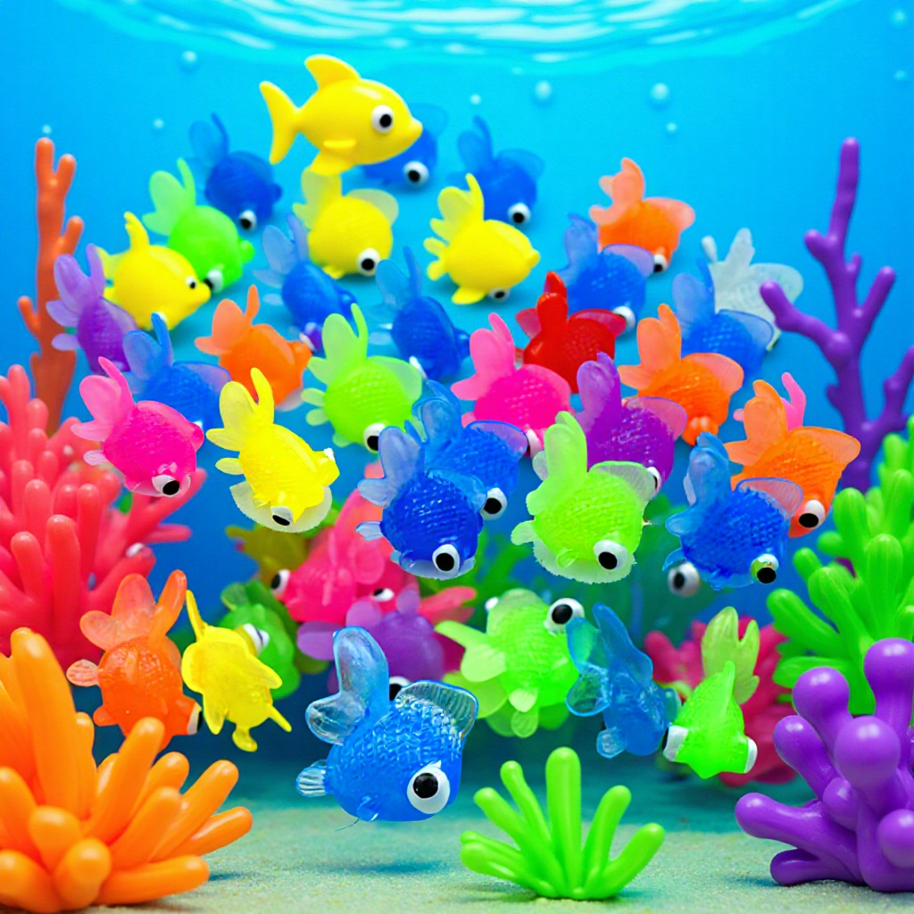 Tpr Colorful Little Goldfish Floats on Water, Cute Big-Eyed Little Goldfish Toy, Summer Fishing Game Small Toy, Cross-Border