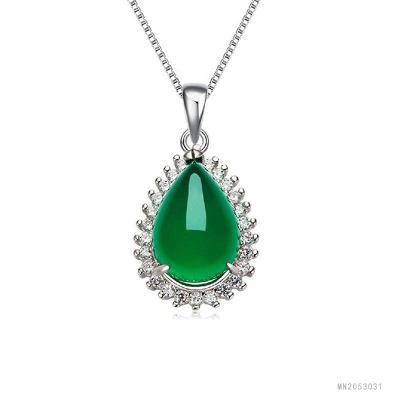 Yuyu natural green chalcedony pendant agate water drop necklace jewelry live factory wholesale generation MN2053031