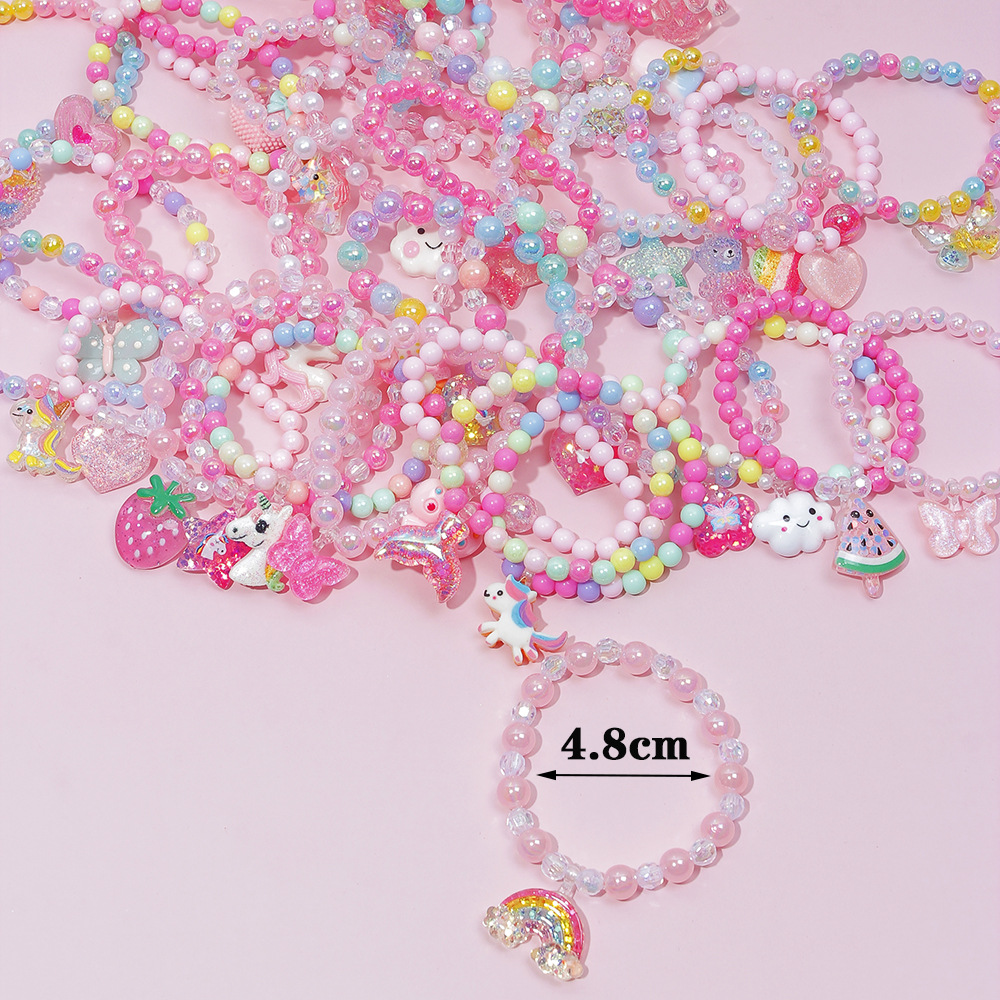 A girl's cute heart unicorn butterfly pendant bracelet charm beaded bracelet cross-border casual gift