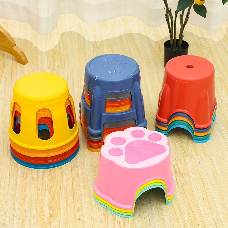 Children's Plastic Stool Wholesale Household Thickened Stacked Cartoon Bathroom Stool Row Stool Shoe Changing Stool Cyber Celebrity Small Bench