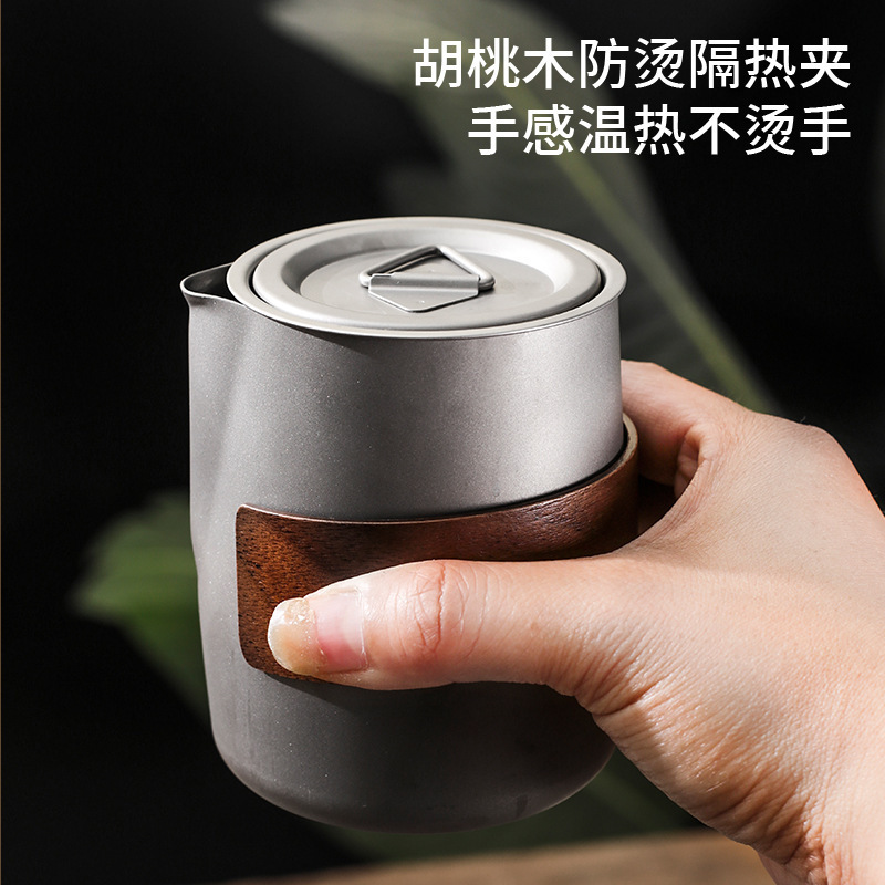 Outdoor Titanium Alloy Portable Travel Tea Set Titanium Element Tea Cup Lightweight Storage Gift Manufacturer