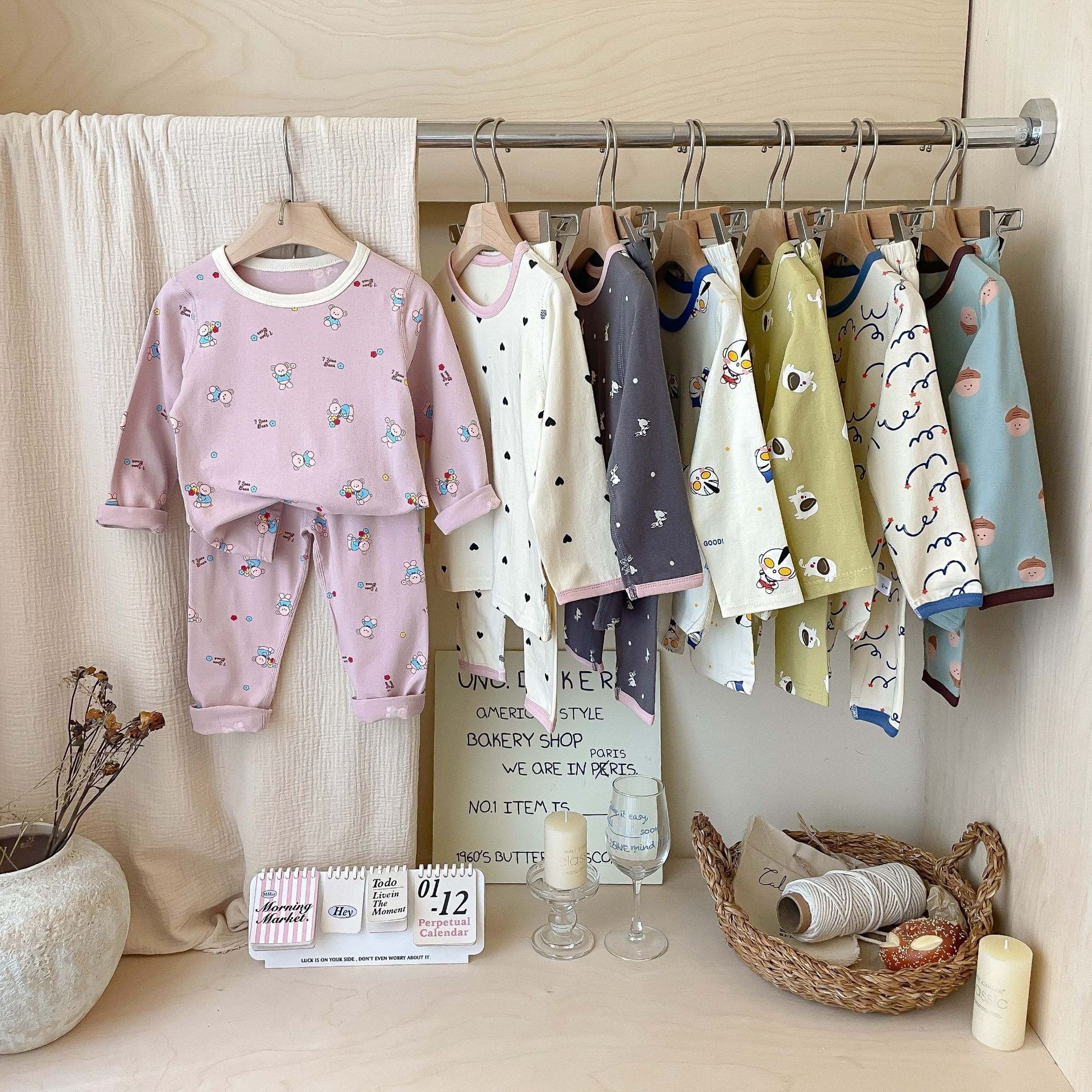 Class A 100 Cotton Baby's Home Clothes for Boys and Girls suit Spring and Autumn Boneless Children's Autumn Clothes and Pants Warm Pajamas