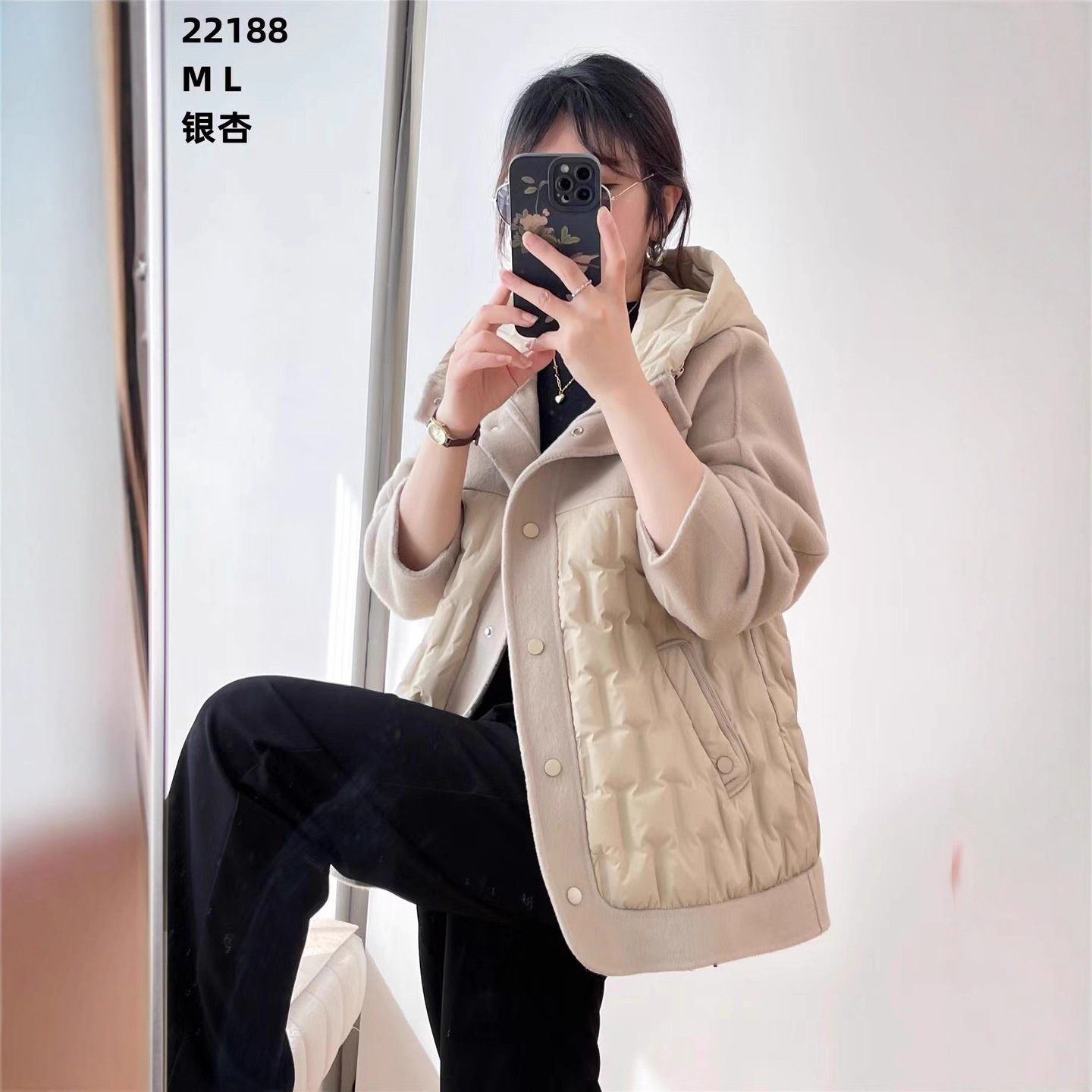 90 Single-Row down Jacket White Loose Korean Style Design Duck down Woolen Version 2024 Hooded Warm Fluffy Buckle Splicing