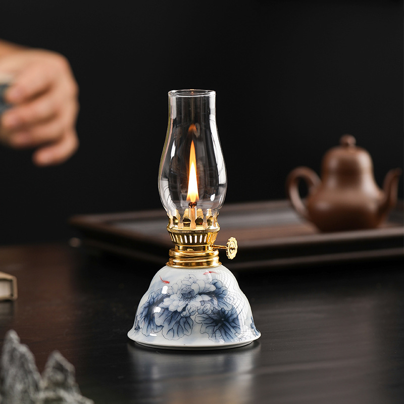 Лотосный пруд, лунный свет, керамическая лампа, атмосферная лампа, ретро, длинная яркая лампа, подставка для свечей