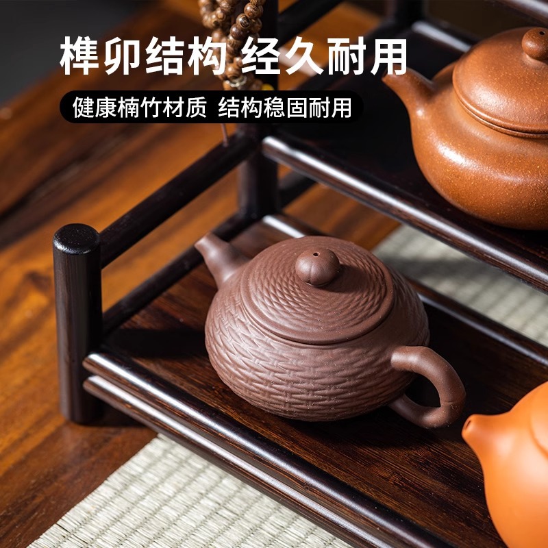 Tea Cup, Tabletop Teapot, Small Antique-Style Shelf, Tea Set Storage Rack, Tea Room Tea Table, Chinese-Style Tea Leaf Storage Rack