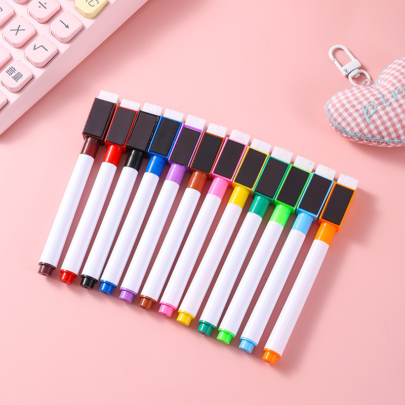 С магнитным стираемым маркером без следов, квадратная головка, цветной стержень с щеткой для детей