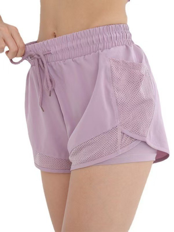 European Size Plus Size Anti-running Light Sports Fitness Pants Women's Loose Mesh Stitching Fake Two-piece Quick-drying Pants Yoga Pants