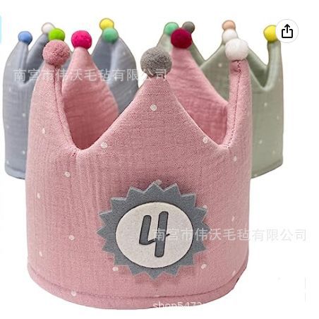 Children's baby birthday hat ball Crown replaceable digital party theme hat props photo hat can be set