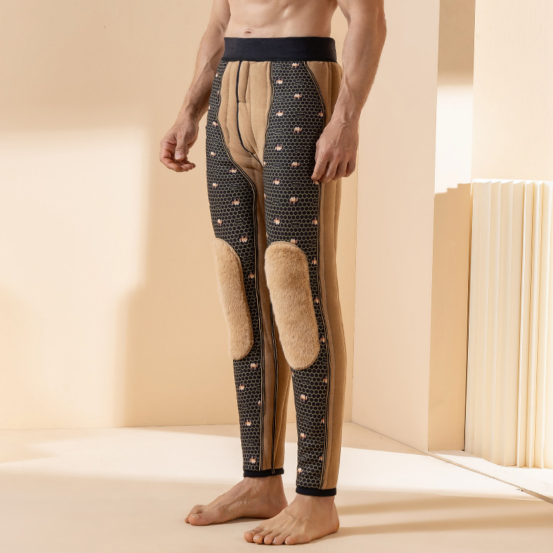 Extra Thick Middle-aged and Elderly Cotton Pants Winter High Waist Waist Protection Knee Pants Men's Warm Pants Wool fleece-lined Thickened Super Thick Autumn Pants