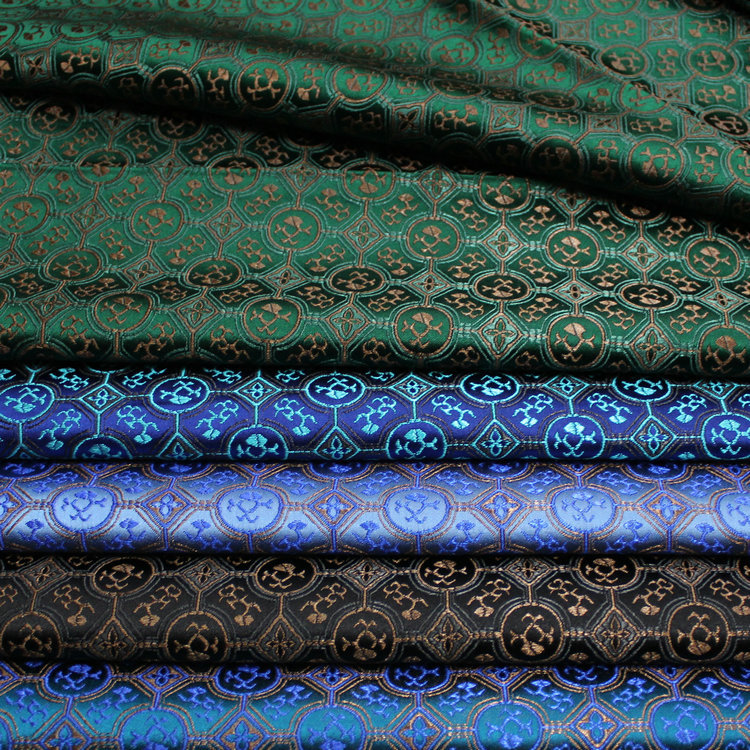 Chinese Style Tang Suit Cheongsam Mongolian Gown Stage Film and Television Decoration Crafts Jacquard Brocade Silk Antique Fabric