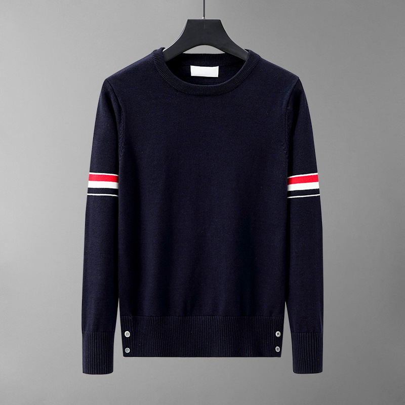 Spring and Autumn Style Couple Outfits Timsblanc Round Neck Sweater Red and White Striped Knitwear 2026-1 Couple Set