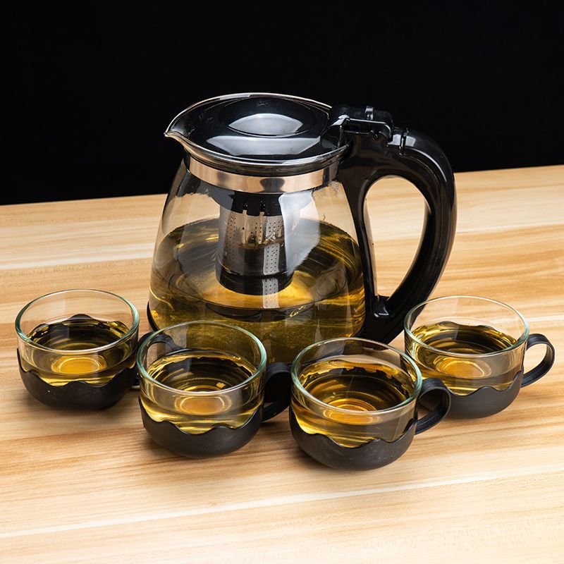 Thickened Glass Teapot for Home Use, Single Pot, Heat-Resistant, with Filter, Floral Teapot for Home Use