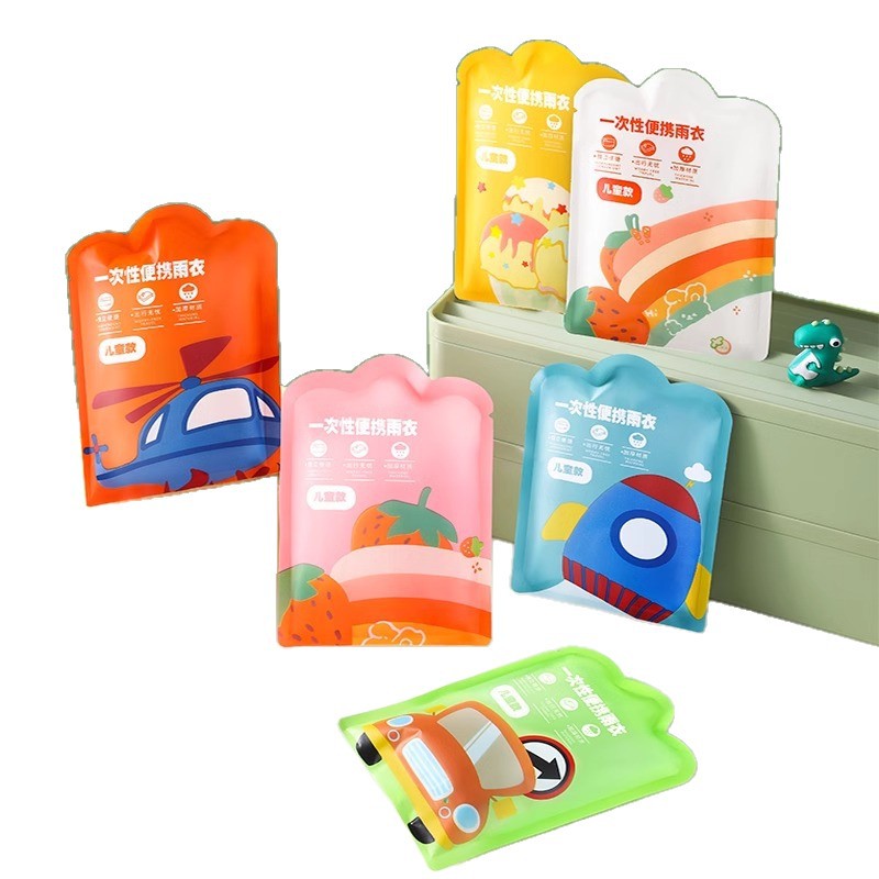Children's Disposable Raincoat Card Portable Full-Body Baby Adult Poncho Thickeneded Primary School Students Special Travel