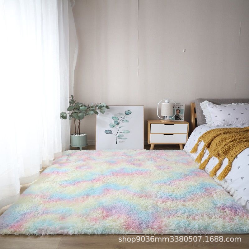 Gradient Tie-Dye Plush Carpet Living Room Bedroom Bedside Blanket Bay Window Mat Full Thickeneded Carpet Scandinavian Ins