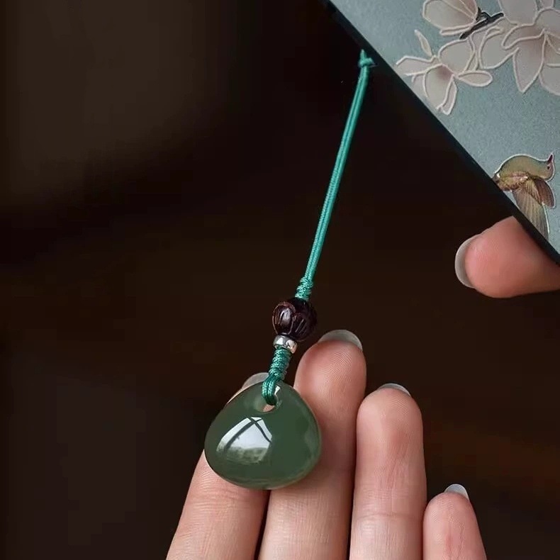 Natural Hetian Jade Safety Lock Mobile Phone Chain Lanyard New Animal Year Good Luck Pendant Gift Pendant USB Flash Drive Pendant